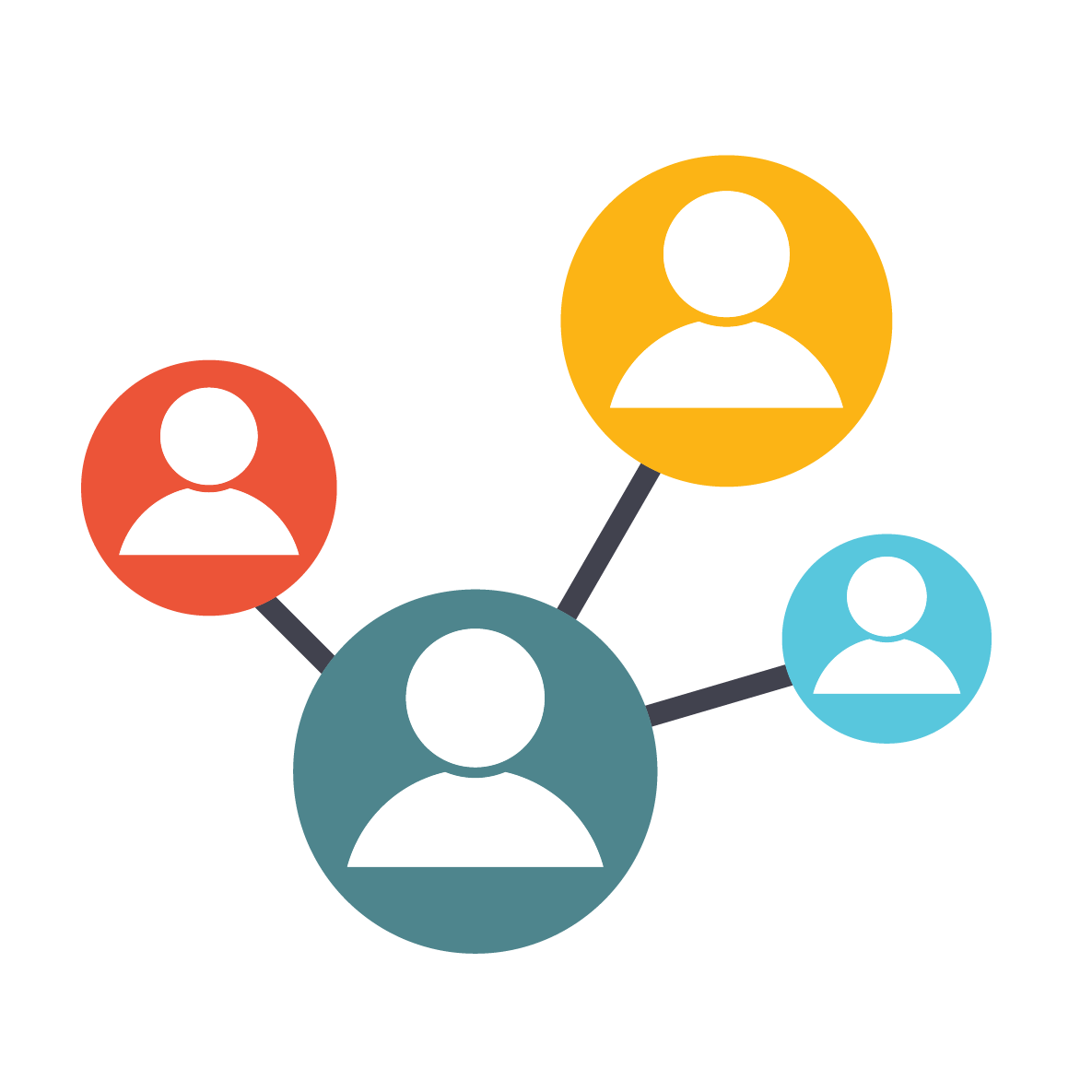 Icon of one person connecting to another three