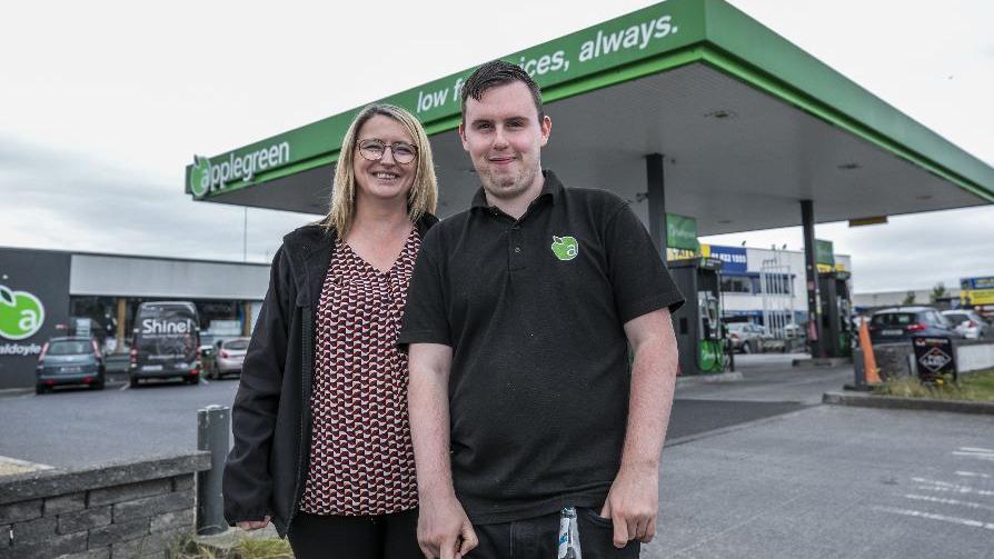 DCU Ability student Luke Kelly with manager Colette Murphy in Applegreen, Baldoyle.