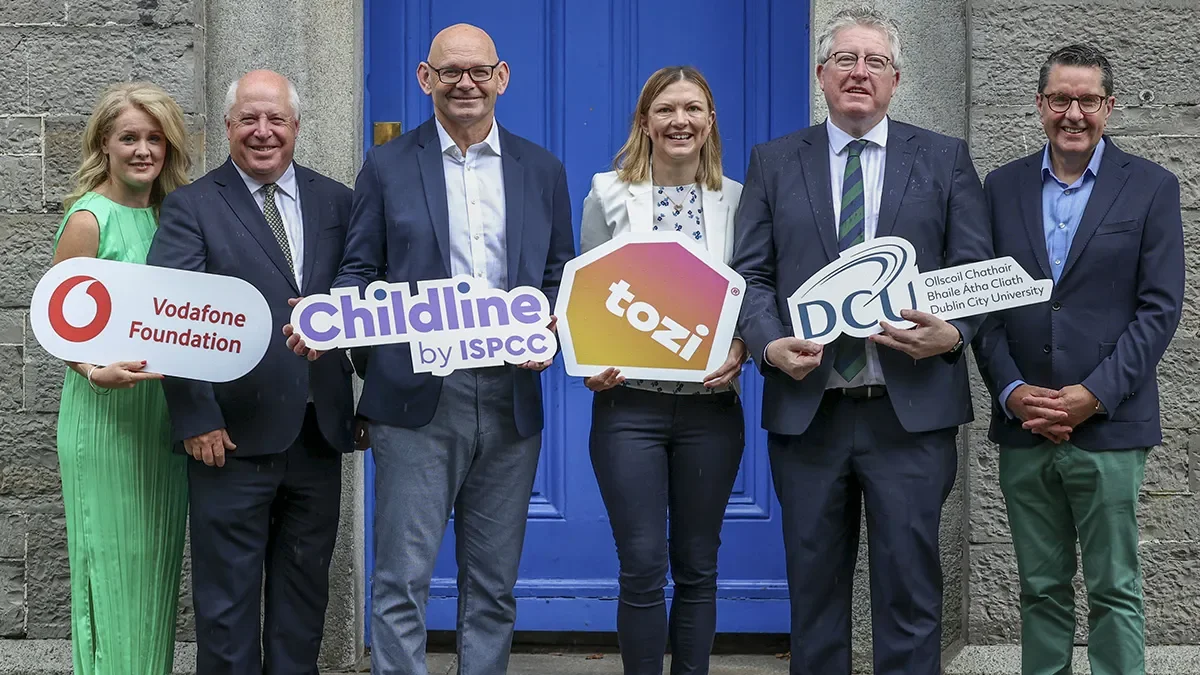 From left: Liz Roche, Head of the the Vodafone Ireland Foundation; Joe Quinsey, CEO, DCU Educational Trust; Amanda Nelson, CEO, Vodafone Ireland; Prof Daire Keogh, President of DCU; Prof James O’Higgins Norman, Director of DCU Anti-Bullying Centre.