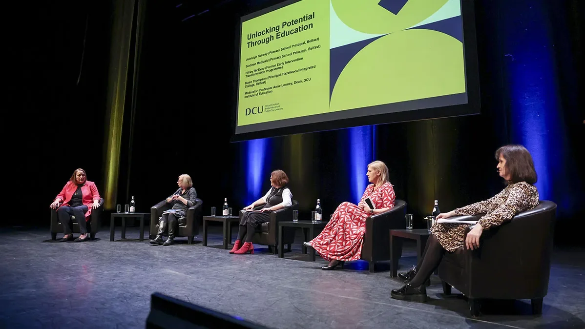 Professor Anne Looney, Ashleigh Galway (Primary School Principal, Belfast), Siobhan McQuaid (Primary School Principal, Belfast) and Hillary McEvoy.