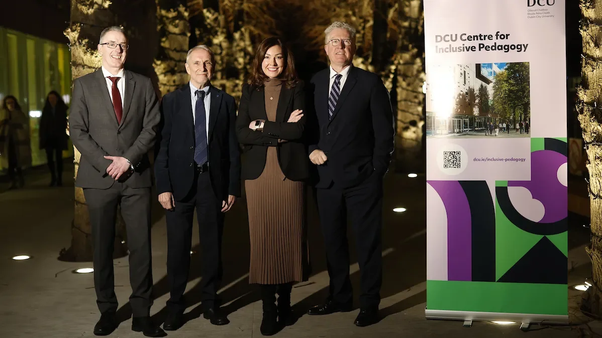 Dr Joseph Travers, Professor Mel Ainscow, Dr Aoife Brennan and DCU President Professor Daire Keogh at the launch of the DCU Centre for Inclusive Pedagogy. 