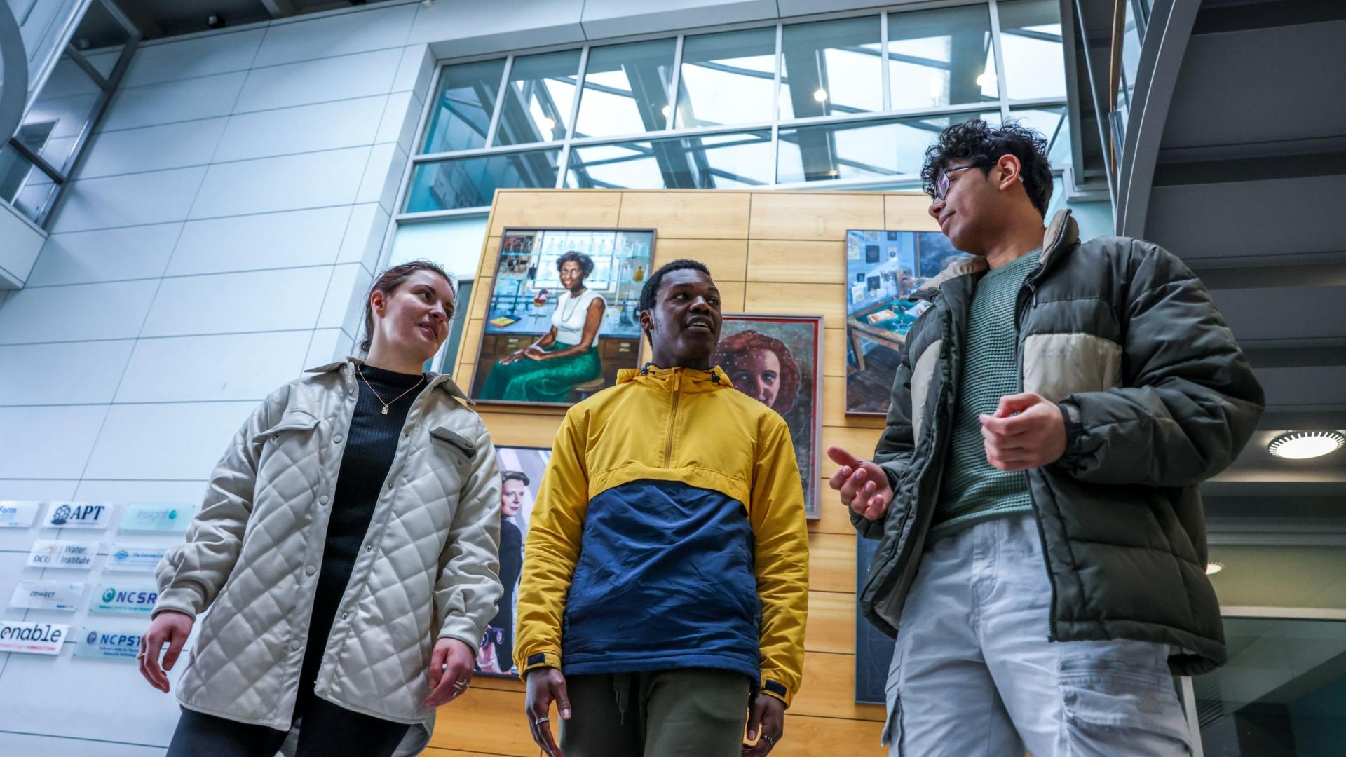 Image shows students in the Stokes Foyer