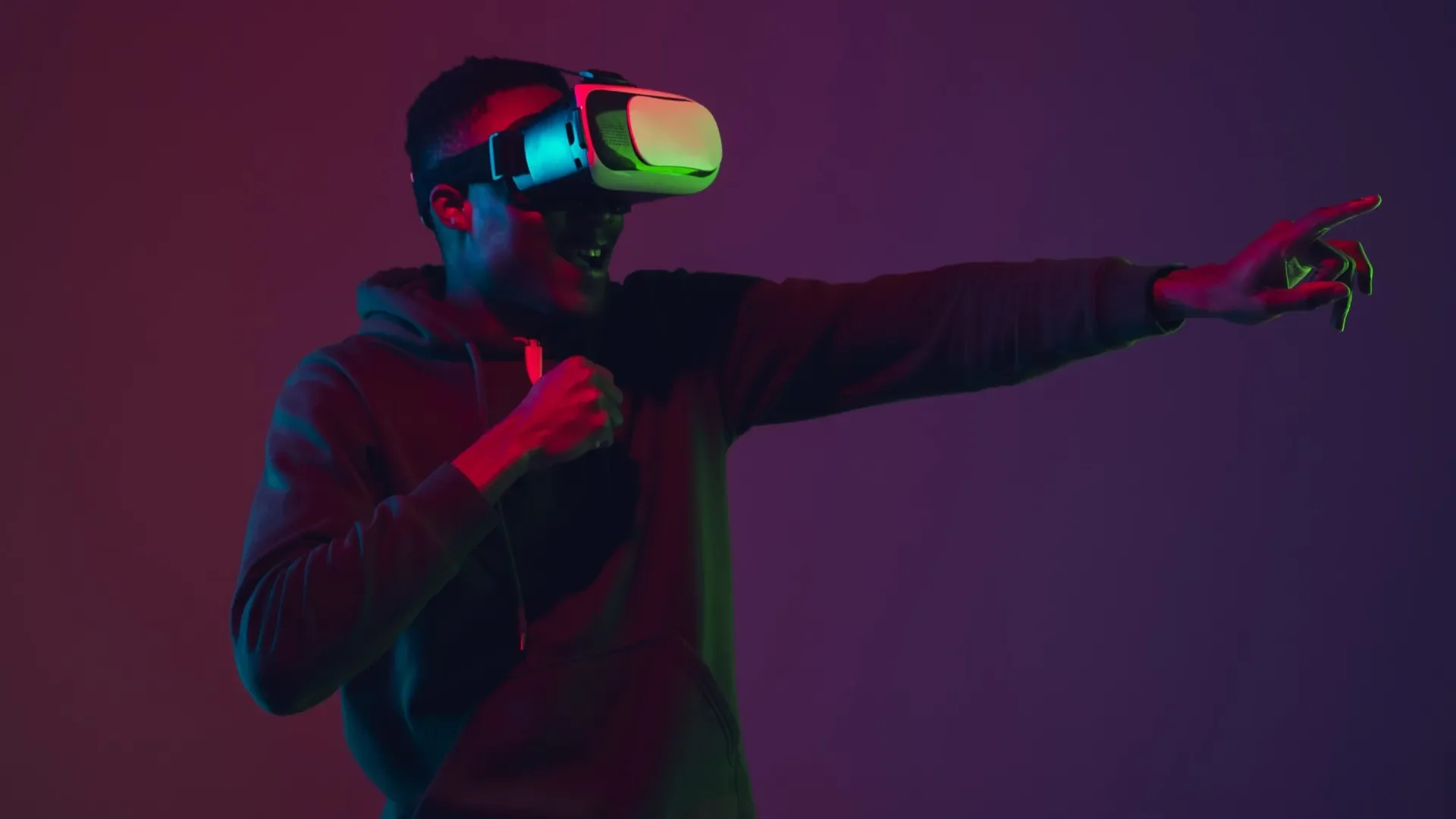 This image shows a man using a VR set