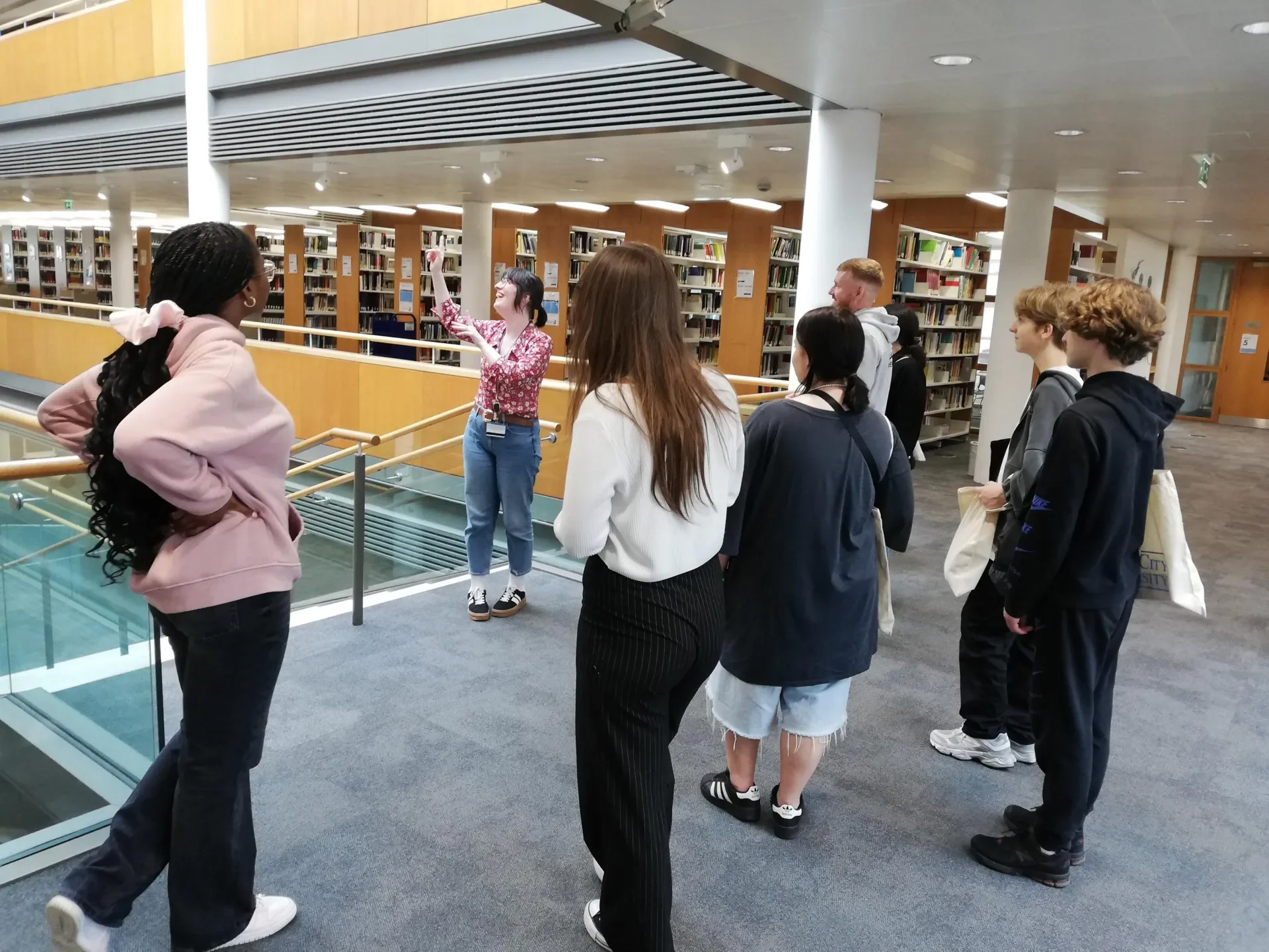 Group visiting the library