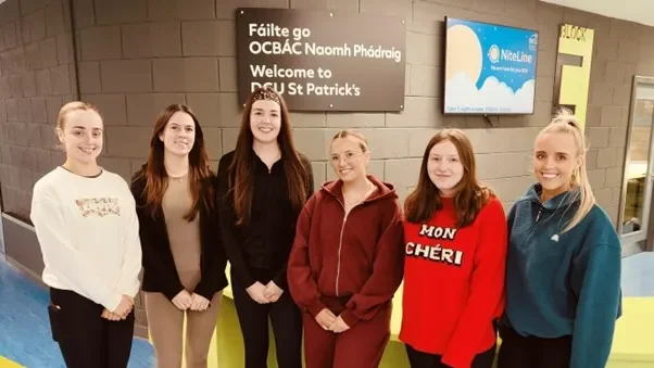 Students standing at the main reception in DCU St. Patrick's Campus