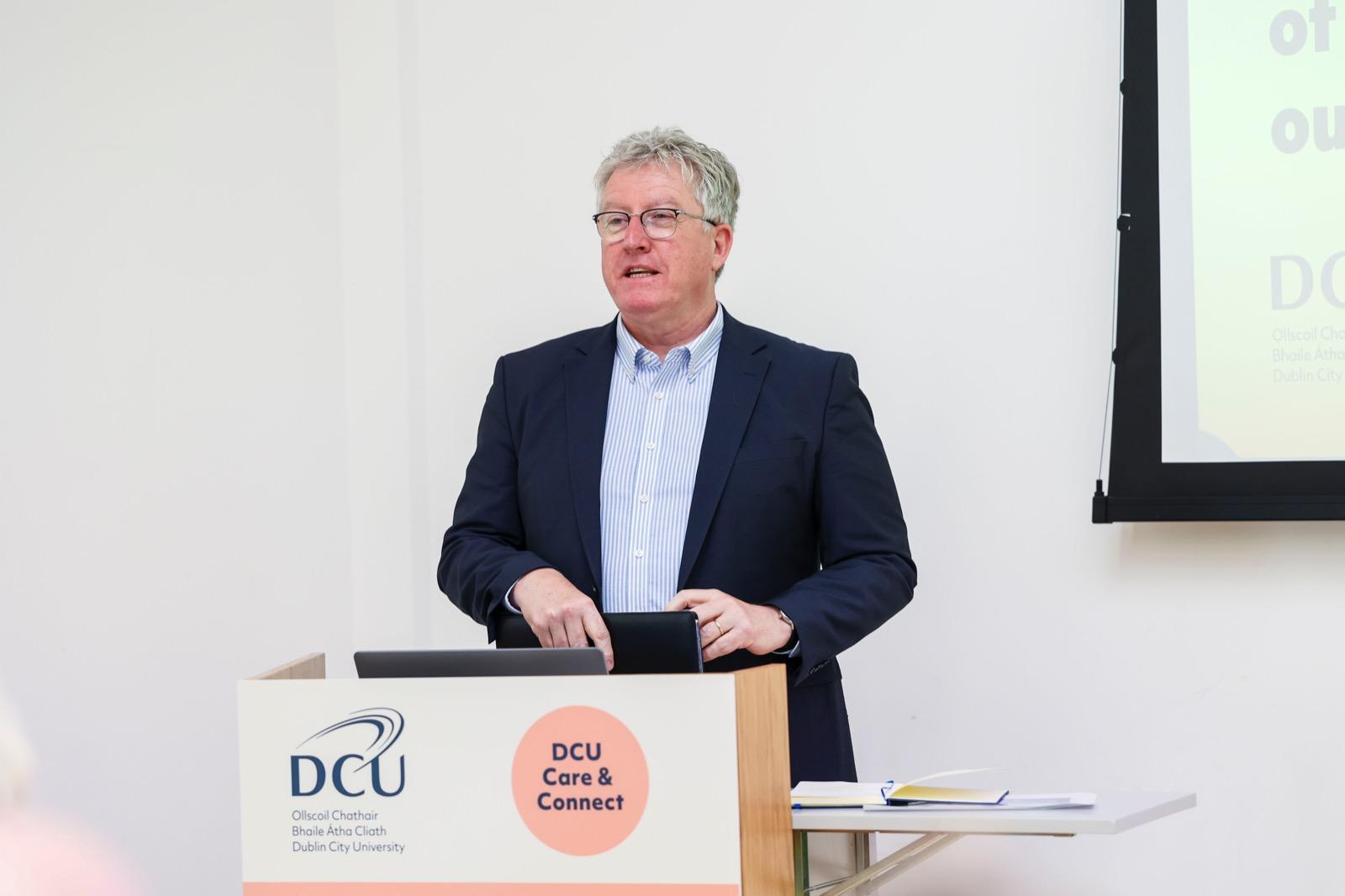 DCU President Prof Daire Keogh speaking at the launch of Care & Connect