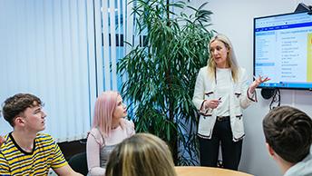small room presentation given to students