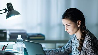 Woman working on comoputer