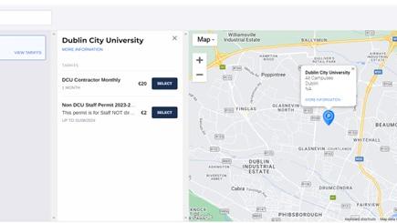 Screenshot showing parking permit system for Step 4 for contractors 