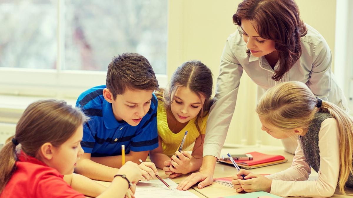 Teacher with young children