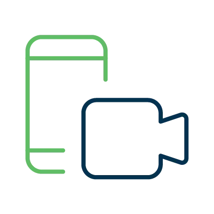 Icon representing a phone and video recorder