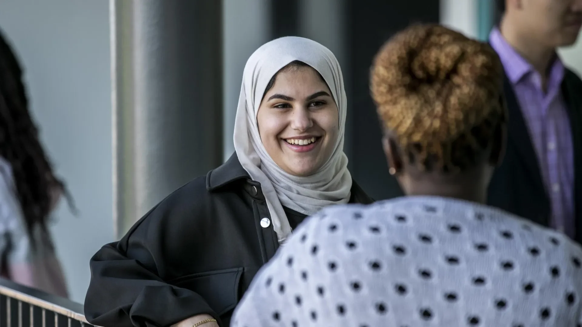 This image shows two female students chatting in DCU