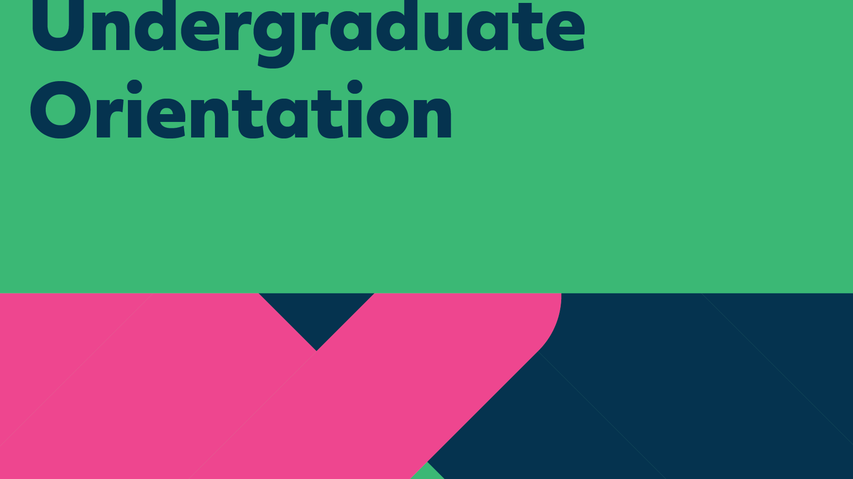 An illustration which reads 'Undergraduate Orientation', signposting information for new 1st year students