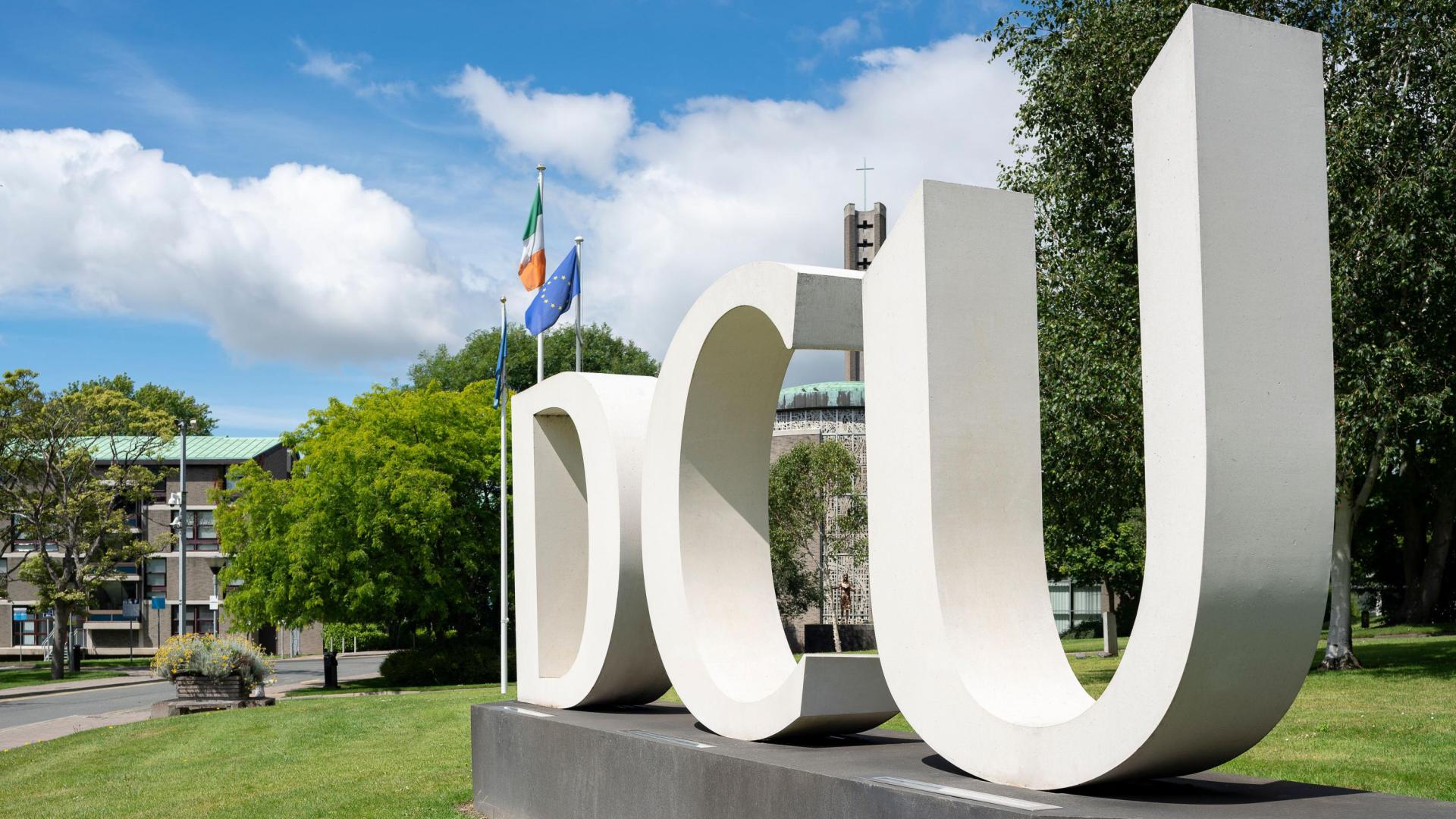 photo of DCU letters at entrance on St Pat's campus