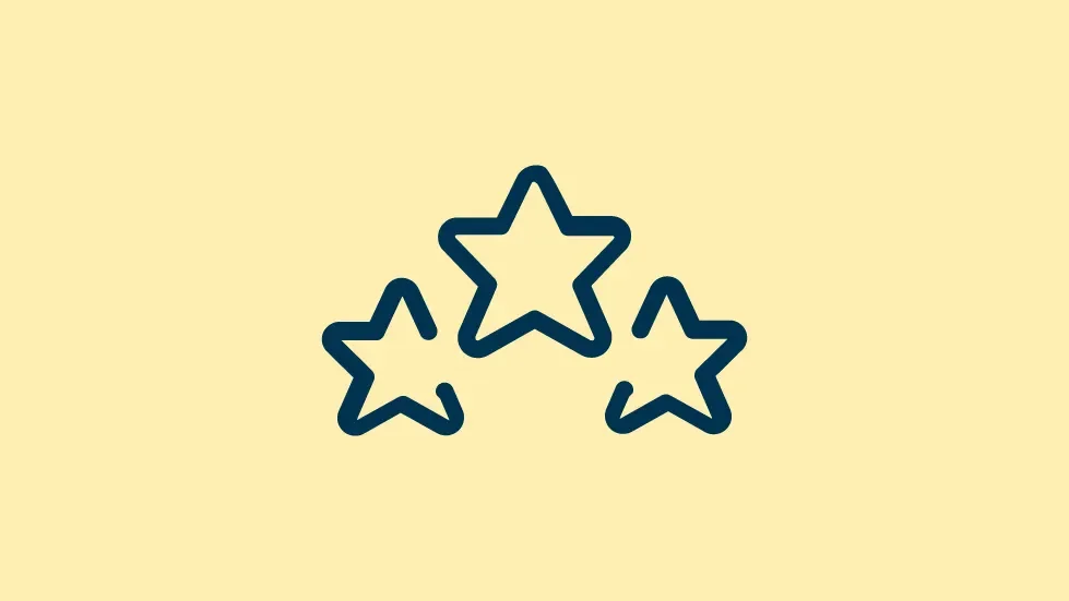 Shows three stars in a formation