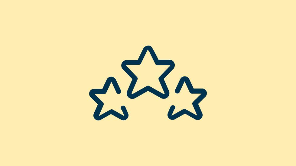 Shows three stars in a formation