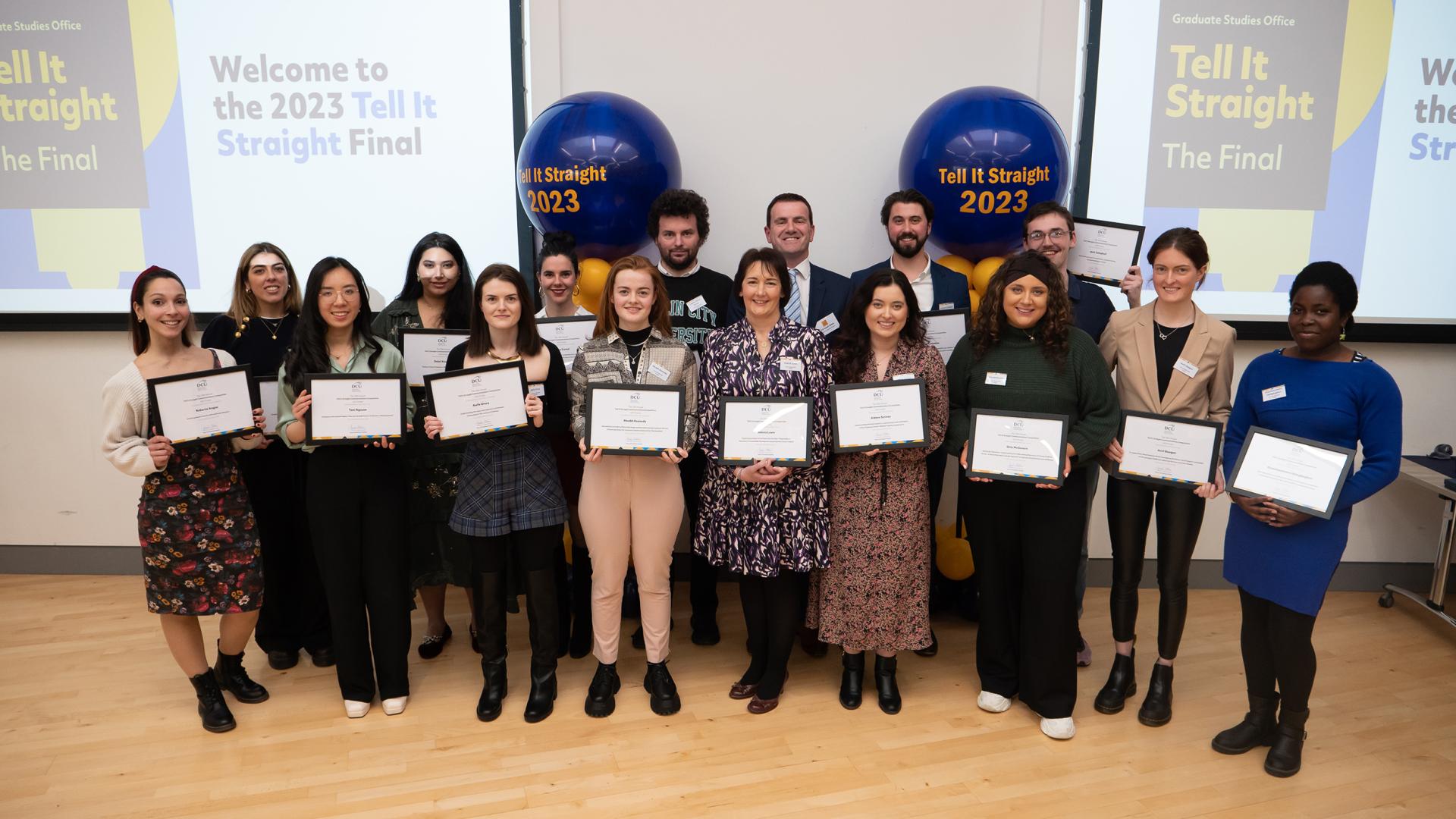Shows the finalists for Tell It Straight 2023