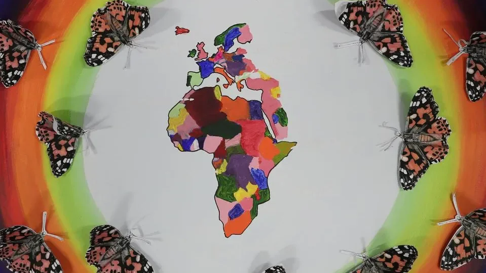 Image of some artwork created by the children from Kinaffe NS in Co. Mayo, entitled 'Life of the Painted Lady'
