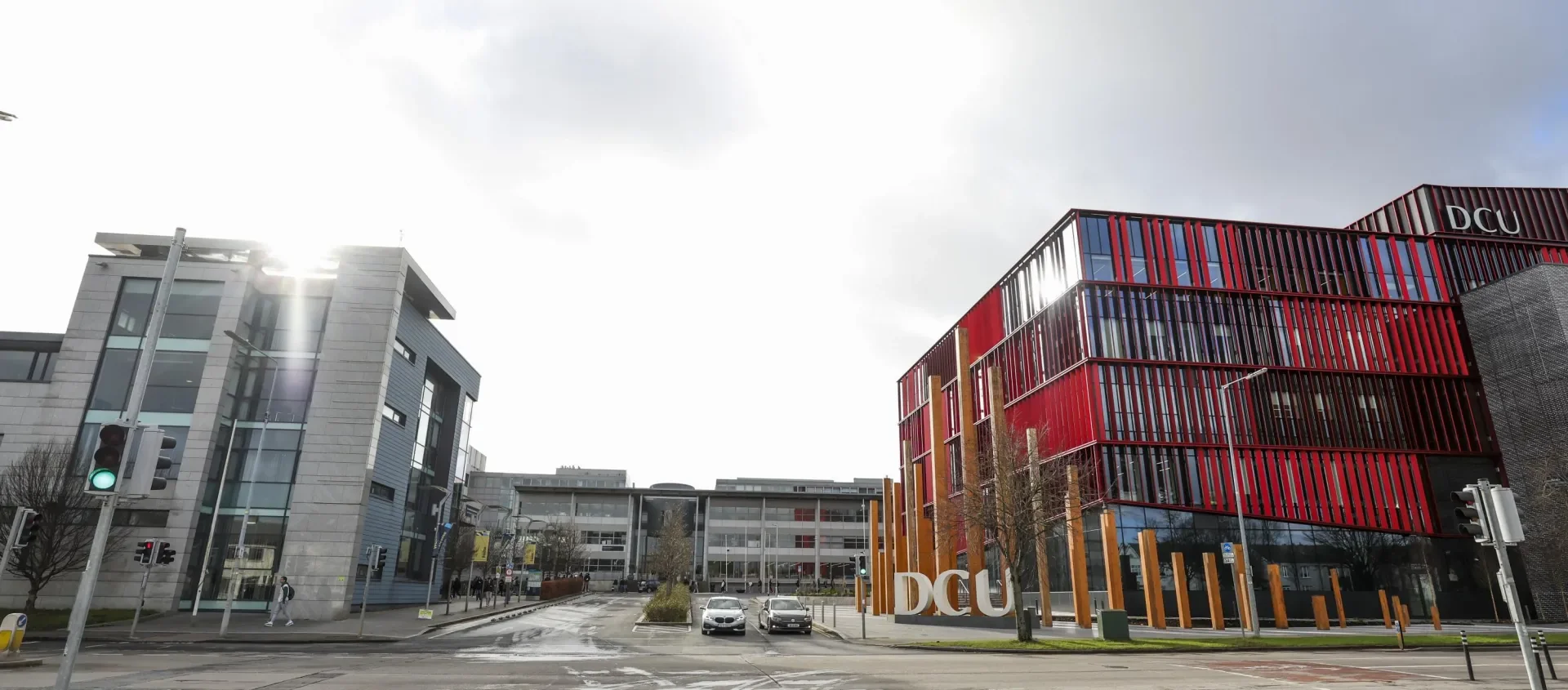 Wide shot of the new DCU Polaris Building.