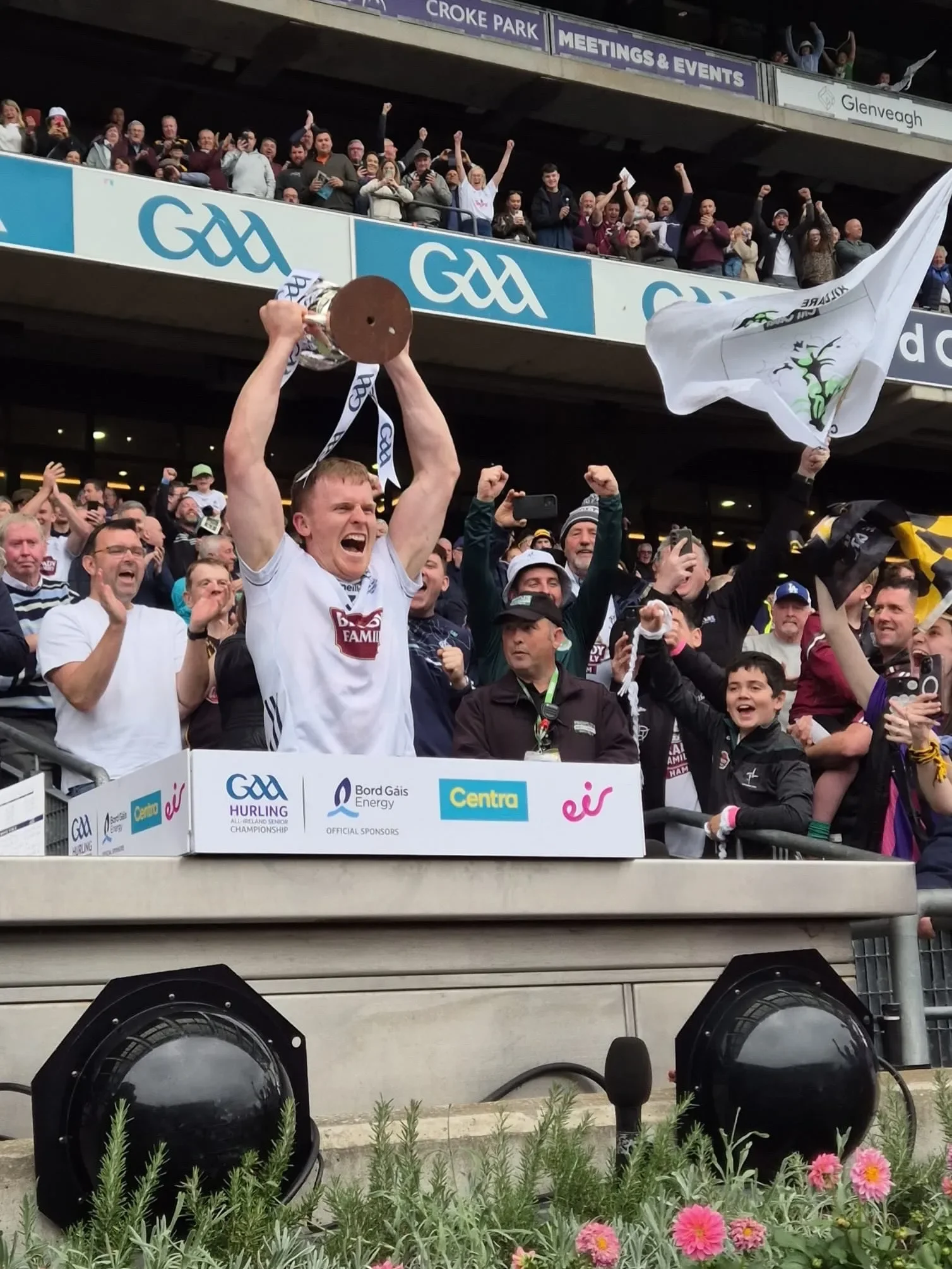Kildare hoisting the Joe McDonagh trophy
