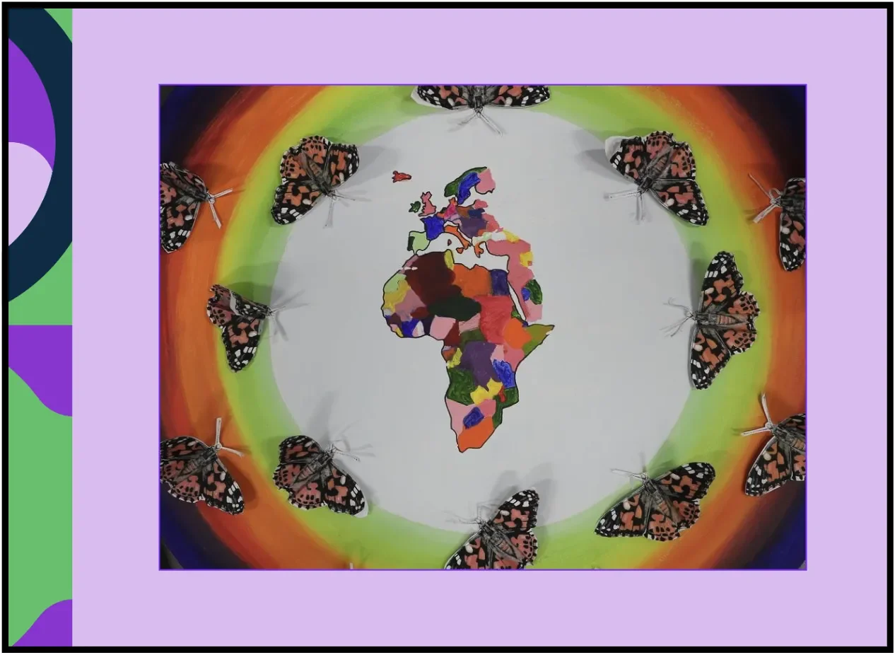 Image of some artwork created by the children from Kinaffe NS in Co. Mayo, entitled 'Life of the Painted Lady'