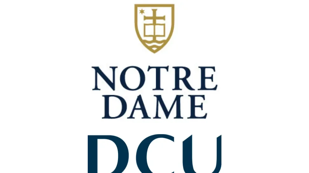 Notre Dame and DCU logos