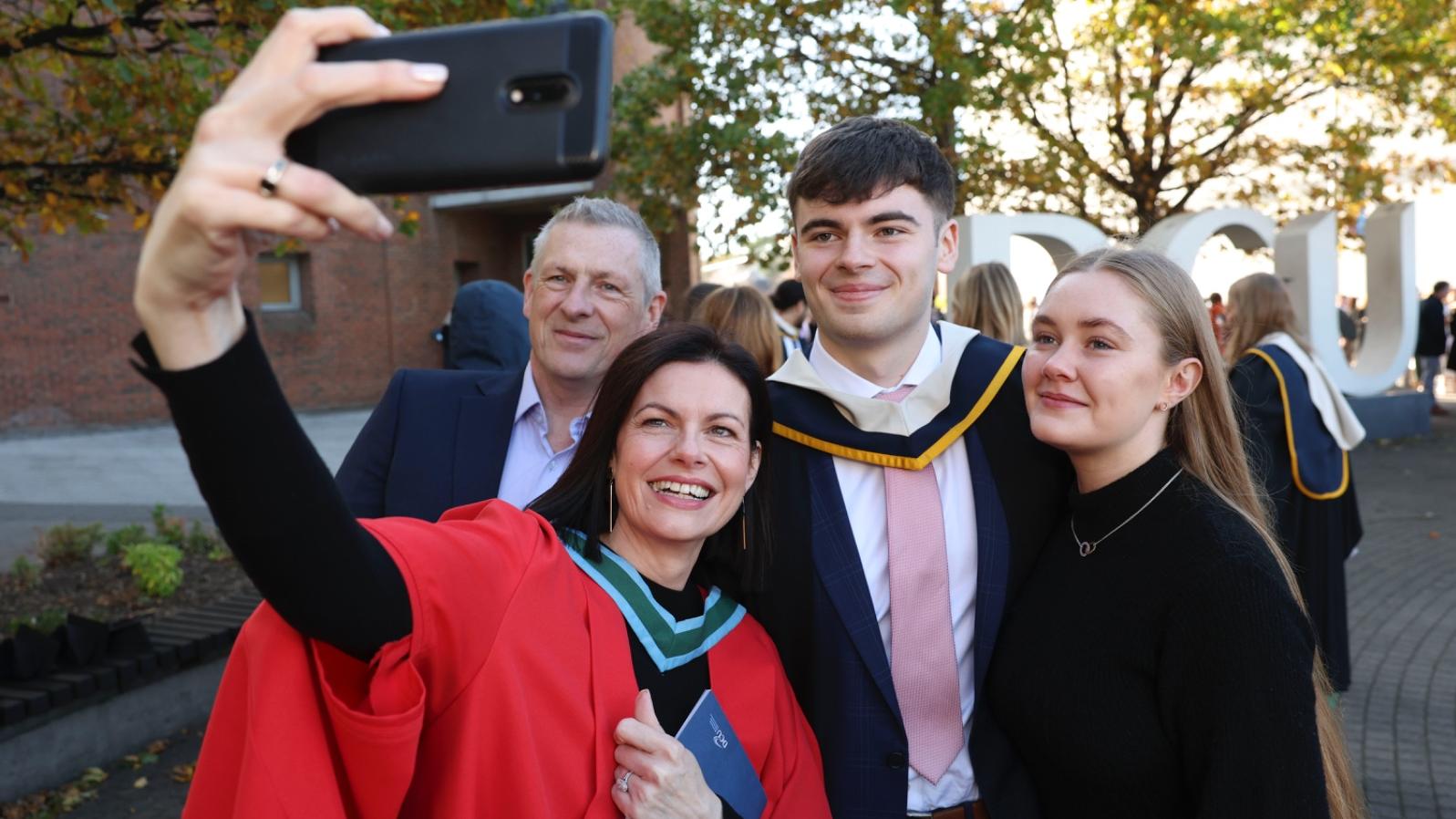 Graduates celebrate during DCU Autumn Graduation 2024. Pic: Kyran O’Brien/DCU