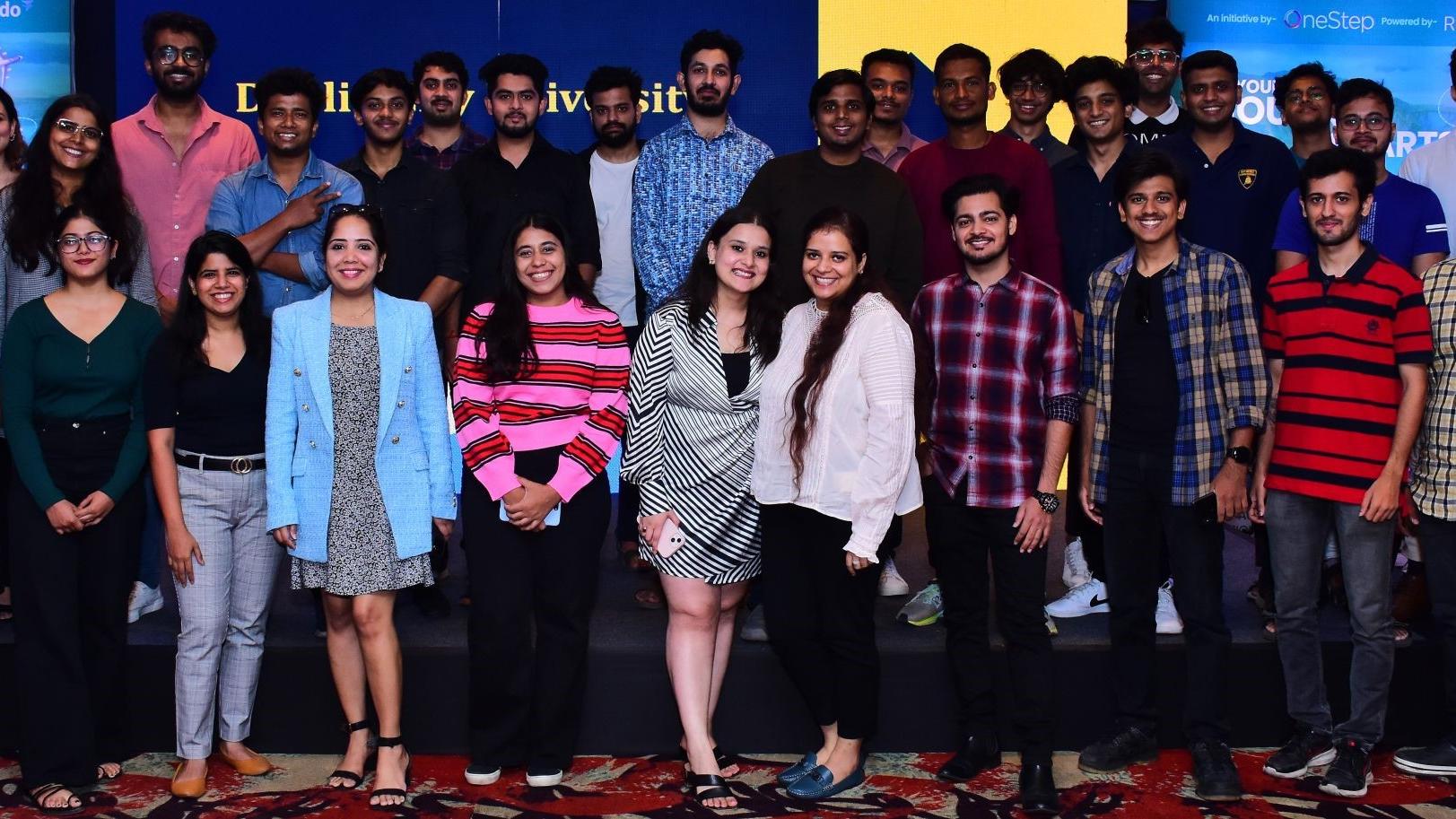 A group of students at pre-departure event in India
