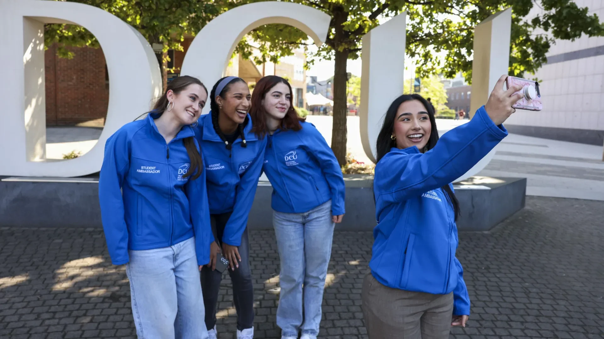 Students taking selfie